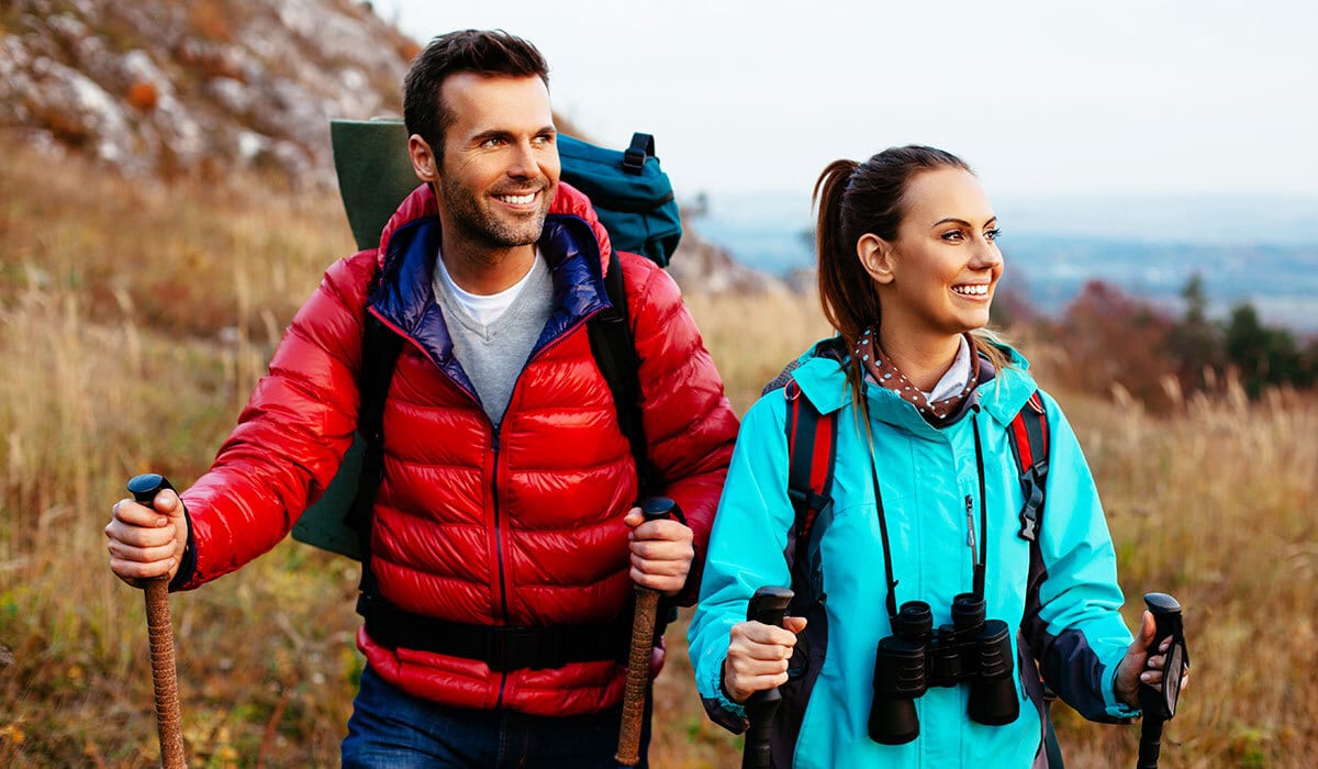 healthy couple hiking