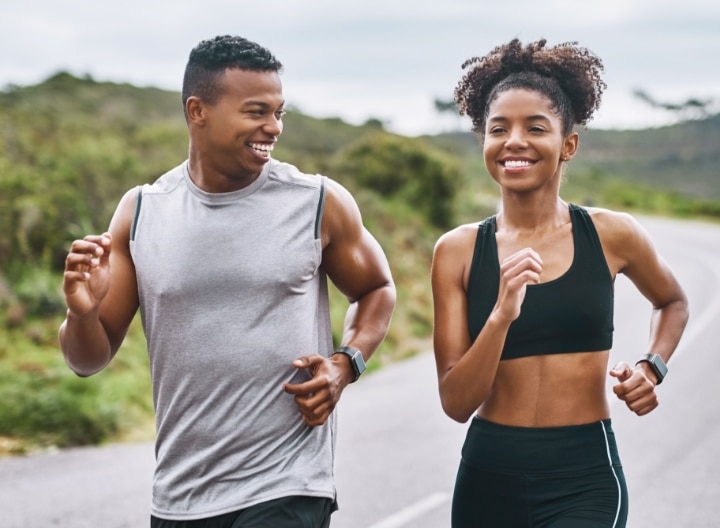 healthy couple jogging