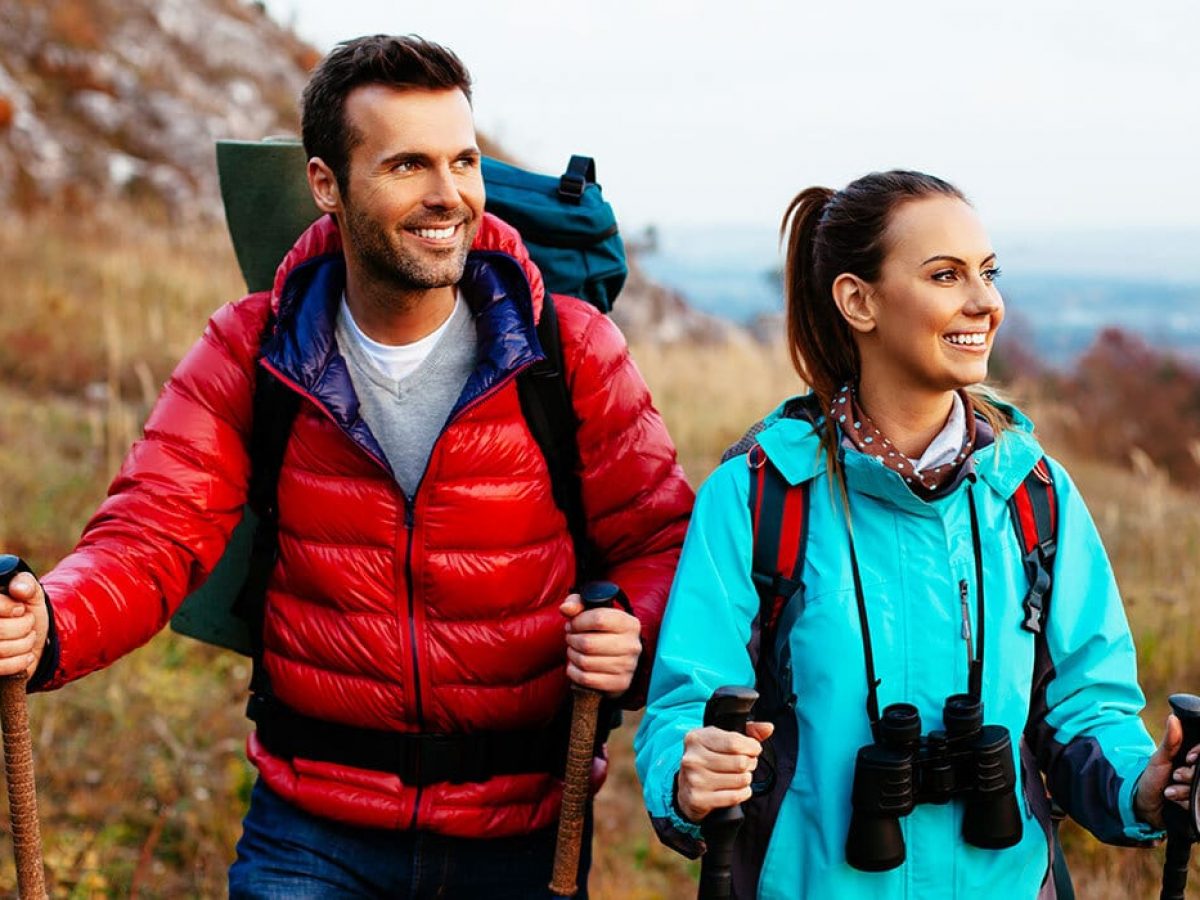 healthy couple hiking